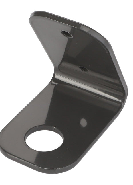 The AGCO Angle - Acw1930610 is a black metal L-bracket featuring three holes, with two on one side and one on the other. Currently, there is no additional product description information available.