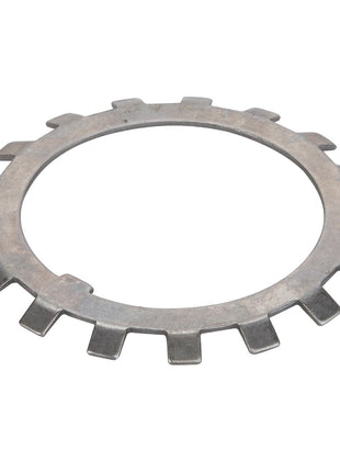 The AGCO | Lock Washer - Acw0633770, produced by the brand AGCO, is a metal round washer with notched edges commonly used in machinery to secure bolts and prevent loosening.
