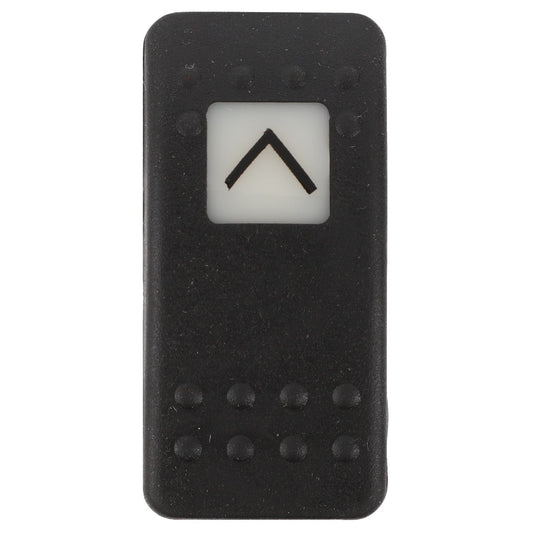 Close-up of a black AGCO tactile elevator button (Product Name: AGCO | SWITCH - D45000124) with a raised arrow pointing up.