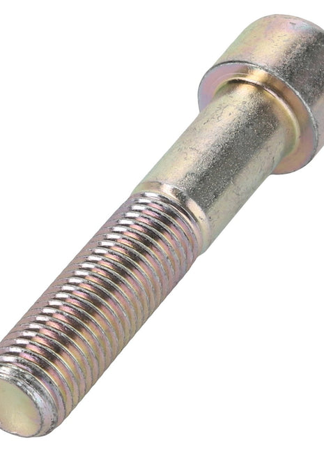 A close-up view of the AGCO Hex Socket Head Capscrew - 3009312X1 reveals a metallic screw with a partially threaded shaft. The cylindrical head features a recessed hexagonal drive. The capscrew appears to be new and unused, showcasing its pristine condition.