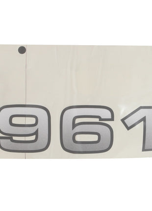 A white rectangular sign with the number 961 in large, bold, black print. This product is named AGCO | DECAL - AL11135486 by the brand AGCO.