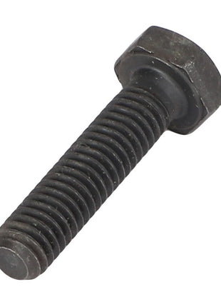 A silver-colored AGCO screw, model F339300020940, featuring visible threading and a hexagonal head, positioned diagonally against a pristine white background.