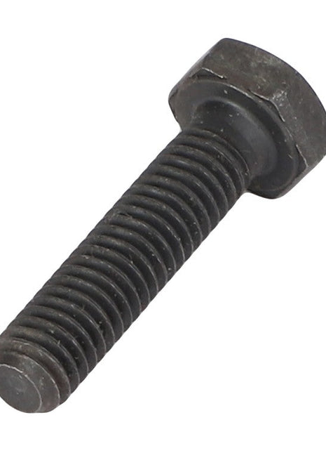 A silver-colored AGCO screw, model F339300020940, featuring visible threading and a hexagonal head, positioned diagonally against a pristine white background.