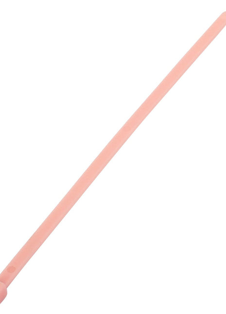 A single AGCO | Cable Tie - 4282400M1 in light pink plastic is displayed against a plain white background, capturing its simple elegance.