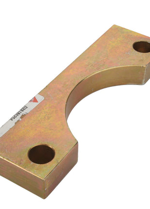 The AGCO spacer D28186254 is a rectangular metal bracket with two holes on either end and a semi-circular cutout in the center.