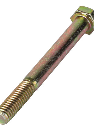 A metallic hexagonal head bolt with threaded and unthreaded sections on its shank. Product Name: AGCO | HEXAGONAL HEAD BOLT - AG550906 by Brand Name: AGCO. No current product description information is available.
