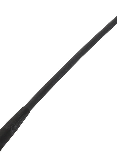 The AGCO | Antenna - Acw1384700 is a durable black whip antenna featuring a sleek silver threaded connector at one end, perfect for seamless installation.