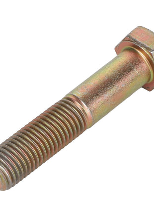 A close-up image of the AGCO | SCREW - AL5002909 bolt, featuring a hexagonal shape, threaded end, metallic finish, and gold coloration is showcased. No current product description information available.