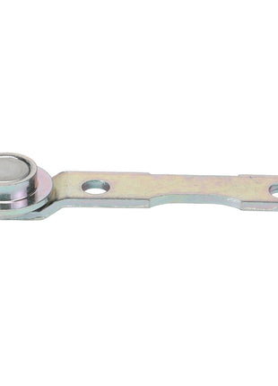 Product Name: AGCO | Roller Guard - Acw2132720 by AGCO, is a metal rod end with a spherical bearing and a flat extension featuring two elongated holes. Unfortunately, no current product description information is available for further details.