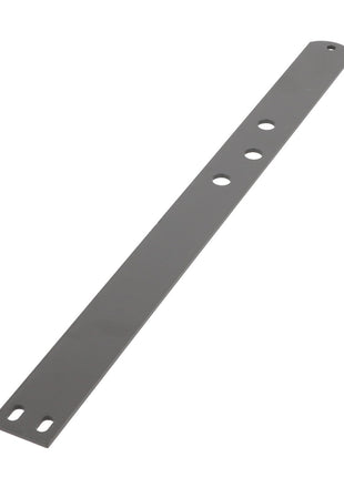 The AGCO Flat Spring - Fel15270009 is a flat, rectangular metal strip that features two elongated holes at one end and four circular holes along its length.