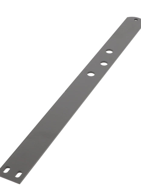 The AGCO Flat Spring - Fel15270009 is a flat, rectangular metal strip that features two elongated holes at one end and four circular holes along its length.