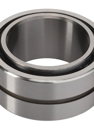 The AGCO Needle Roller Bearing - Lm04104976 by AGCO is a metallic cylindrical bearing that features an inner and outer ring separated by needle rollers to reduce friction in mechanical systems, with a shiny, smooth surface.