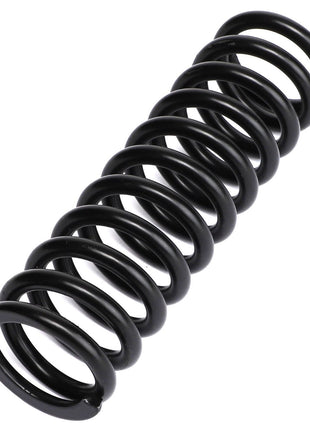 Close-up of an AGCO Compression Spring - Acw0884490, a black metal coil spring, against a plain white background.