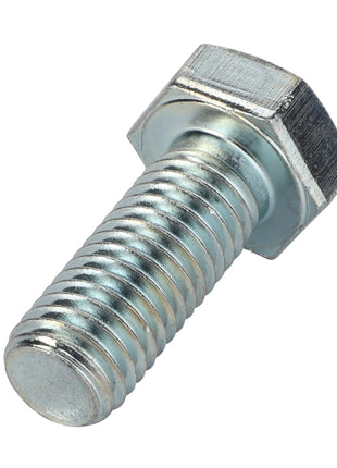 A close-up view of the AGCO Hexagonal Head Bolt - 0901-21-49-00, featuring a metallic threaded shaft, shiny surface, and six-sided head, placed against a white background.
