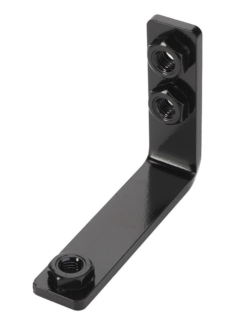 The AGCO Support - Acw2313250 is a black L-shaped metal bracket featuring two nuts on the vertical side and one nut on the horizontal side. There is currently no additional product description information available for this item.