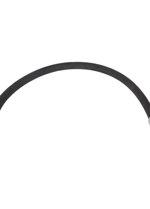 The AGCO HYDRAULIC HOSE - AL9030829 is an arched black hydraulic hose with sturdy metal fittings at both ends.