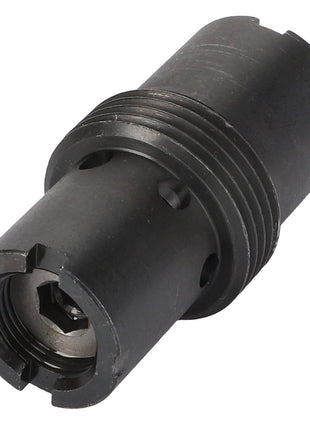 The AGCO Flow Regulator - Acw2922530 is a cylindrical metal tool featuring threaded sections and an internal hexagonal space, potentially used for connecting or securing mechanical components. Currently, there is no additional product description information available.