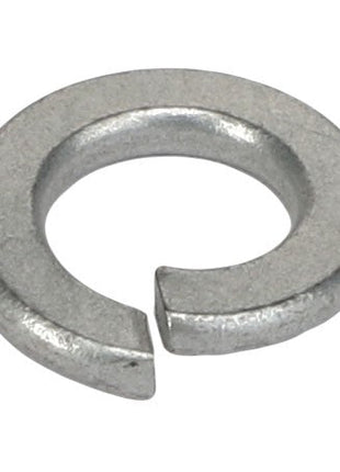 Close-up of an AGCO WASHER - AL5013404, a silver metallic split lock washer with a helical shape, used to prevent loosening of fasteners. No current product description information is available.
