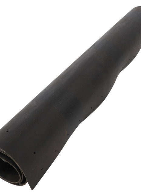 A rolled-up piece of black rubber material with visible small holes along its length, identified as the AGCO | Cleated Draper Belt - Acp0128170 by the brand AGCO. Currently, no detailed product description is available.