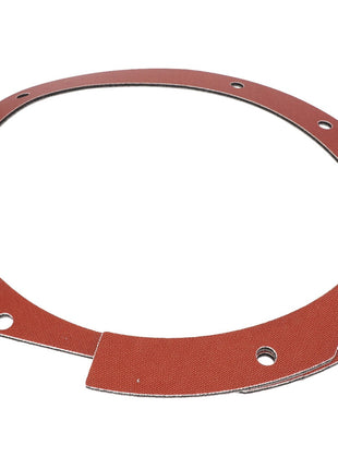 The AGCO | Seal - Acw204241C is a meticulously designed circular red gasket featuring multiple holes around its perimeter, ensuring reliable sealing in mechanical applications.