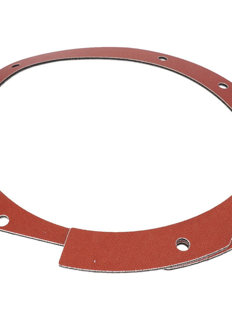 The AGCO | Seal - Acw204241C is a meticulously designed circular red gasket featuring multiple holes around its perimeter, ensuring reliable sealing in mechanical applications.