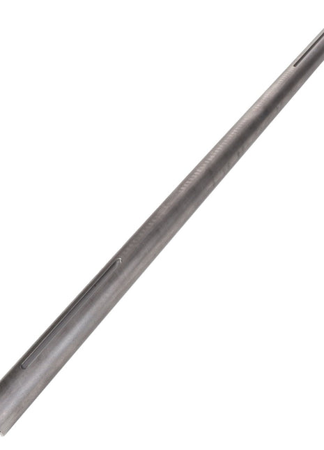 Product Description: The AGCO | IDLER SHAFT - AG726222 is a sleek, cylindrical metal rod featuring two precisely machined parallel grooves running along its length.