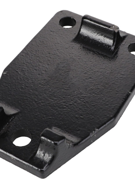 No current product description is available for the AGCO | Coulter - Acp0024090, a black iron bracket featuring four mounting holes and two raised tabs.