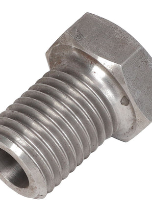 The AGCO BOLT - AL10357802, a metallic hex bolt with a threaded shaft, shows some signs of wear when viewed from the side. No additional product description information is currently available.
