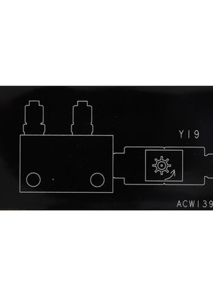 A black schematic diagram features an electrical component labeled "Y19" alongside a sun icon with an arrow. The text "AGCO | Decal - ACW 1395990" is displayed in the lower right corner, but there is no current product description information available.