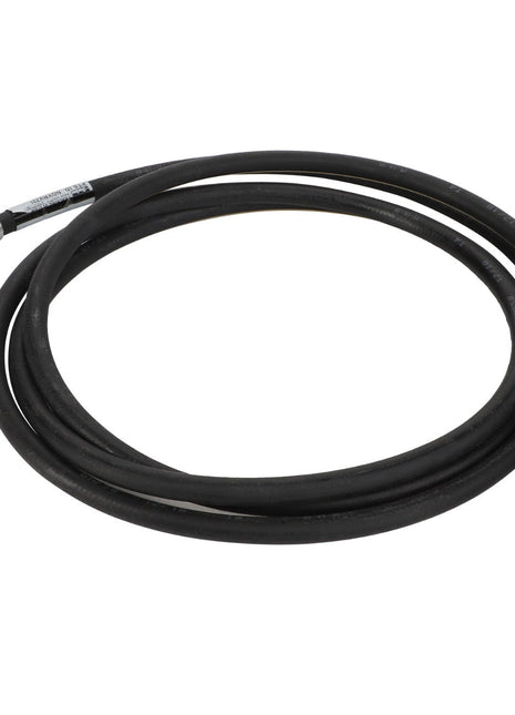 The AGCO Hydraulic Hose (D45130024) is a coiled black hose featuring metal connectors at both ends. No current product description information is available.