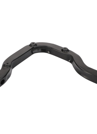 The AGCO | Shield Bracket - ACW0763700 is a black, metal bracket featuring three mounting holes and a bent shape.