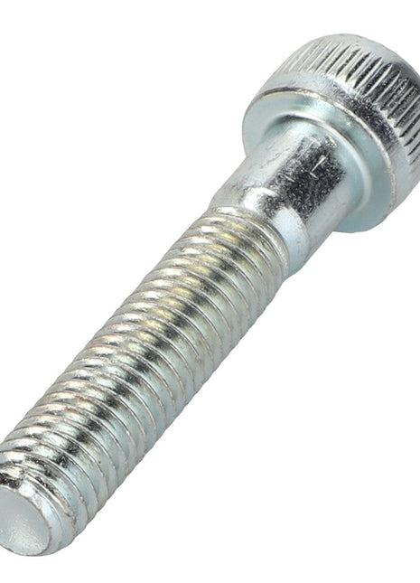 A close-up image of the AGCO Screw - La14306774, featuring a metallic threaded shaft and a round, knurled head. This AGCO product is oriented diagonally in the image.