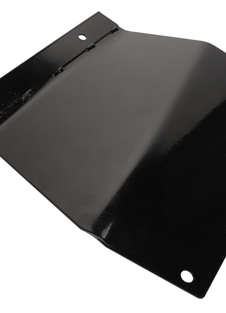 The AGCO Exhaust Shield - Acw533012A is a black metal guard plate with three holes on its edges and a folded angle in the middle. No current product description information available.