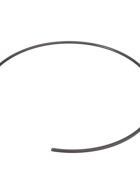 A single AGCO black steel circular circlip (F339300020740) with an open end, used for securing components in machinery or automotive assemblies, is displayed against a pristine white background.