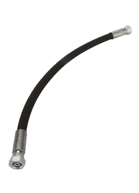 A slightly curved black rubber hydraulic hose, identified as the AGCO Hose - Acp0670070, featuring robust metallic connectors on both ends.