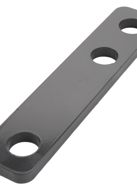 The AGCO | Spacer - Acw4039810 is a rectangular black metal plate featuring three evenly spaced circular holes along its length; however, no additional product description information is currently available.