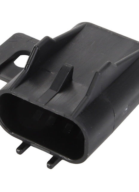 The AGCO | CAP - AG520052 electrical connector is a black, rectangular plastic device featuring two prongs and a convenient mounting tab for easy installation.