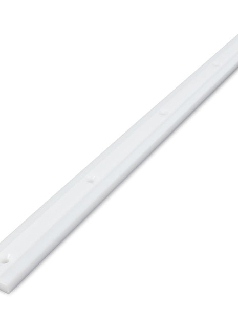 The AGCO REINFORCEMENT - D28273929 is a long, white, rectangular plastic strip featuring four evenly spaced holes.