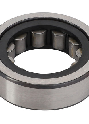 The AGCO Roller Bearing - F385101050031 is a cylindrical roller bearing with a metallic outer ring, inner ring, and several cylindrical rollers visible inside the bearing. Currently, no product description is available for this item.