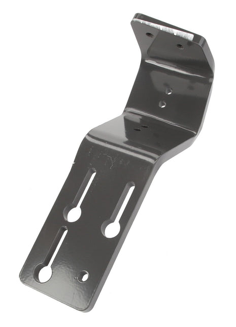 Introducing the AGCO | BRACKET - AL10418402: a metal bracket by AGCO, meticulously designed with multiple holes for mounting or attaching components. It features a bent shape, allowing for versatile angular configurations.