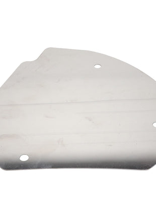 The AGCO Cowl - Acw1423460, branded by AGCO, is a metal sheet with an irregular shape that features three vertically aligned holes on the left side. It has a silver surface with some minor scratches and scuffs. Detailed product description information is not available at this time.