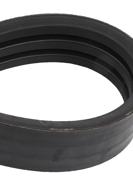 Close-up of the AGCO Belt - Acw1680830, a black rubber belt shaped in a loop, showcasing its sturdy texture and smooth surface. This high-quality belt exemplifies AGCO's commitment to durability and performance.