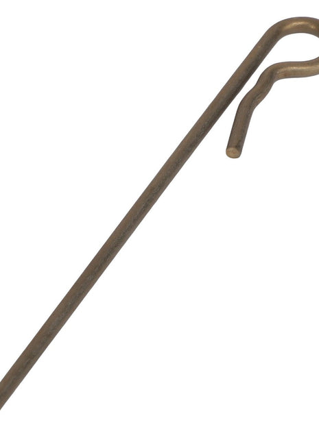 The AGCO | Spring Wire - 816860100080 is a metal cotter pin with a looped end and a bent tail, commonly used for securing bolts or other components in machinery or equipment.