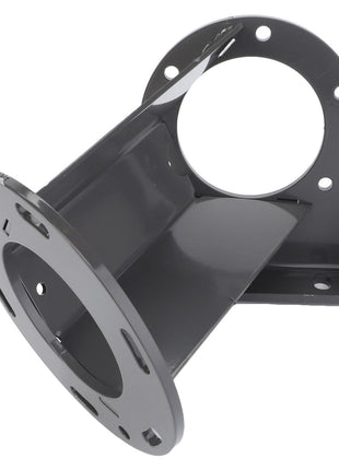 The AGCO ADAPTER - D28585030 by AGCO is a metal bracket with multiple mounting holes, featuring both cylindrical and angular design elements, likely used for mechanical or structural support purposes. No specific load capacity information is provided.