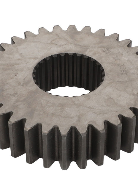 The AGCO Gear - La322098150 from AGCO is a metal gear featuring straight teeth and a central hole, designed for mechanical and industrial applications.