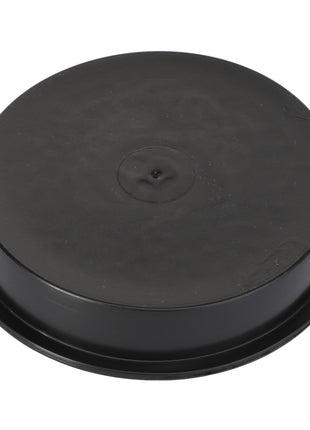 A sleek, round, black plastic lid named AGCO | Cover - Al5221572 by the brand AGCO, featuring a subtly raised center.