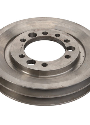 The AGCO Crankshaft V-Belt Pulley (V836322220) is a metal pulley featuring multiple holes and two grooves on its surface. No current product description available.