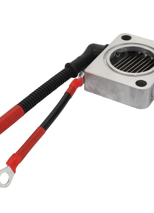 The AGCO Intake Air Preheater - Acx2840190, a metal electronic component featuring cooling fins, a wiring harness, and two connectors, currently has no product description information available.