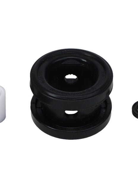 AGCO's Repair Kit (Model AG717501) includes a black plastic pulley with a central hole, a small white plastic spacer, and a black rubber O-ring placed beside it. Currently, no additional product information is available.