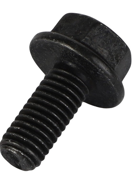 A close-up view of the AGCO | Hexagon Flange Bolt - Acw1207060, featuring a black finish, flanged head, and threaded shaft. No current product description information is available.
